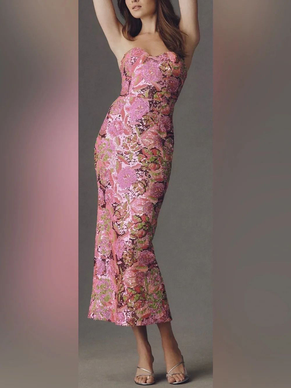 NEW Helsi Monique Strapless Sweetheart Sequin Maxi Dress Sz XS - Picture 1 of 7